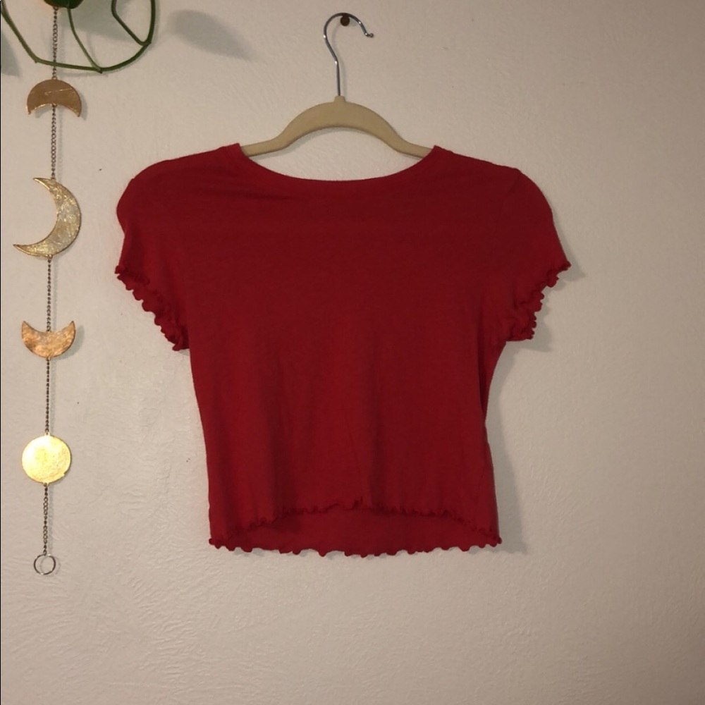 Red Pacsun Lettuce Edge Crop Top